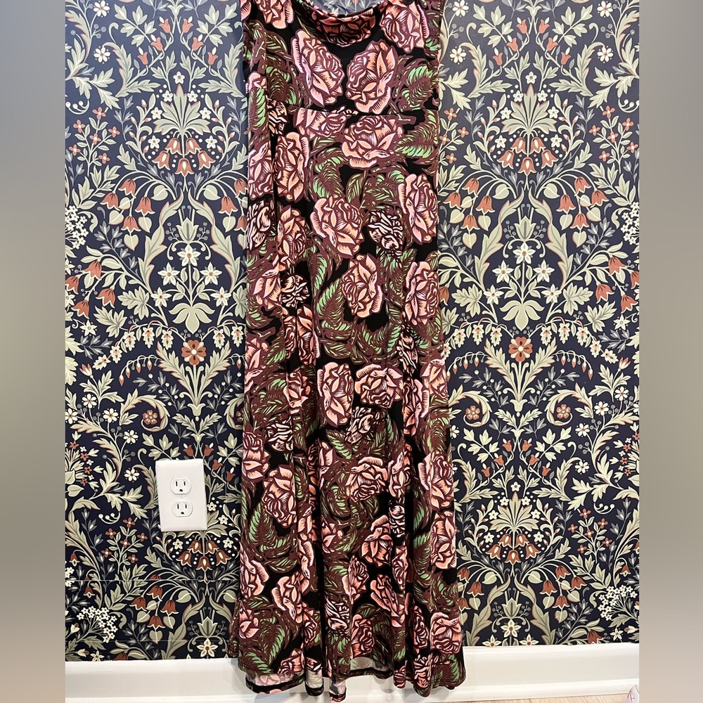 LuLaRoe Floral Skirt with Pink and Green Accents